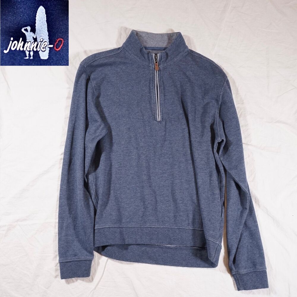 Johnnie O Quarter Zip Pullover Blue Mens Small